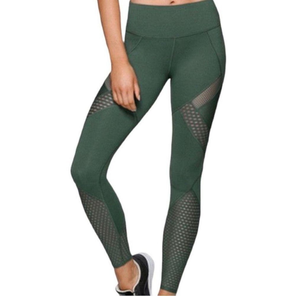 Lorna Jane Alexa Core High Waisted Perforated & Mesh Athletic Leggings